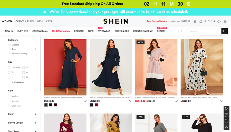 Buy > modest shein dresses > in stock