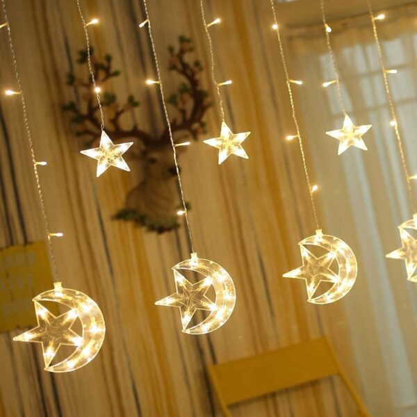 Twinkle Star 138 LED Star Moon Curtain String Lights
