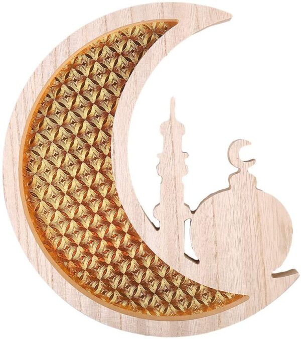 PTYQU Wooden Star Moon Shaped Ramadan Tray