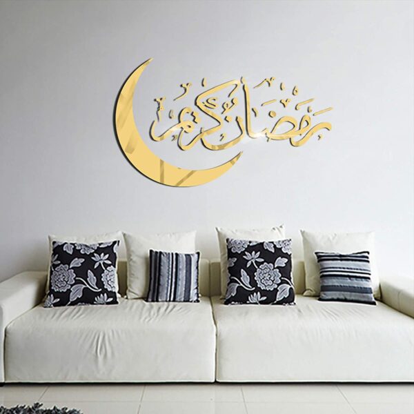 1PC Muslim Islam Eid Mubarak Ramadan Crystal Mirror Sticker